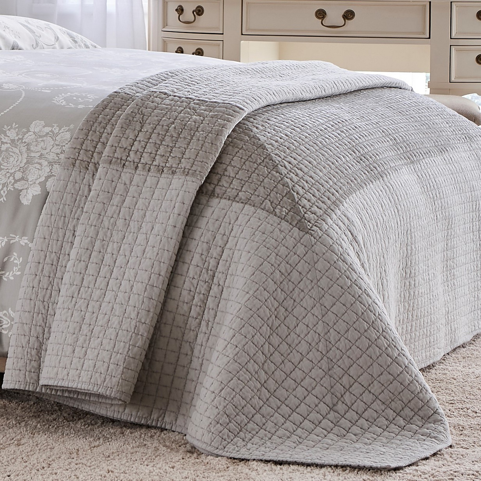 Lewes Quilted Throw By Laura Ashley In Silver